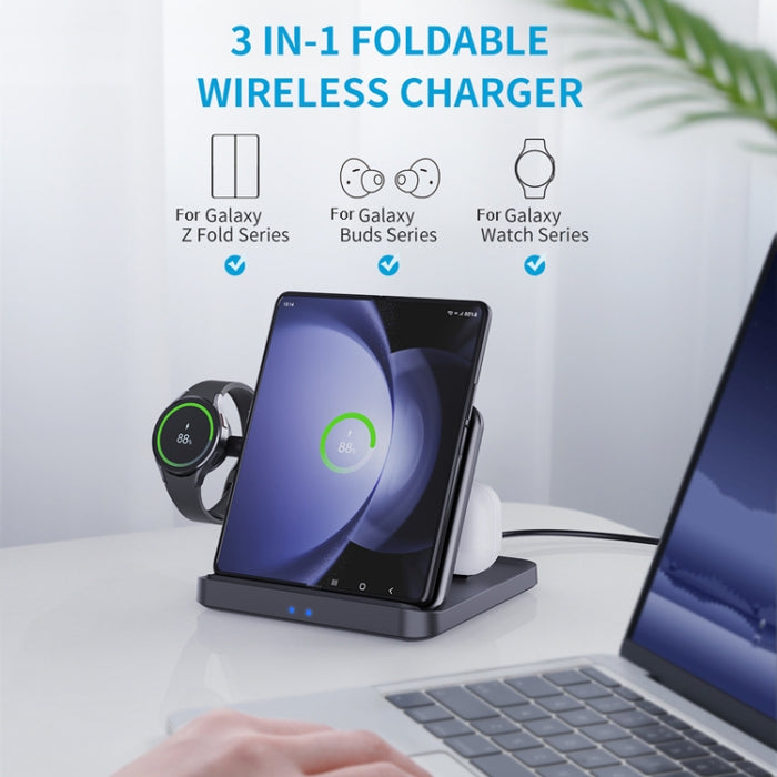 Cargador inalámbrico 3 en 1 para auriculares y relojes inteligentes Samsung Galaxy Z Fold para teléfonos móviles, F16A