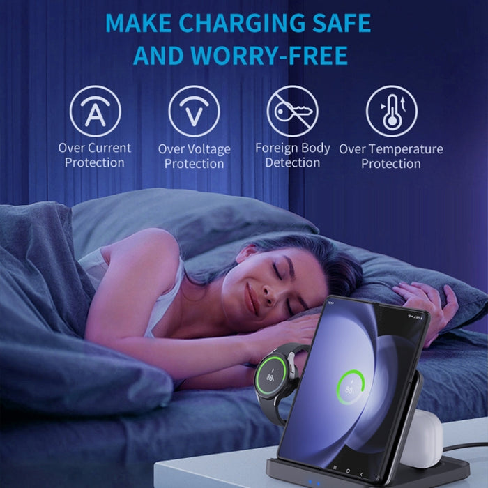 Cargador inalámbrico 3 en 1 para auriculares y relojes inteligentes Samsung Galaxy Z Fold para teléfonos móviles, F16A