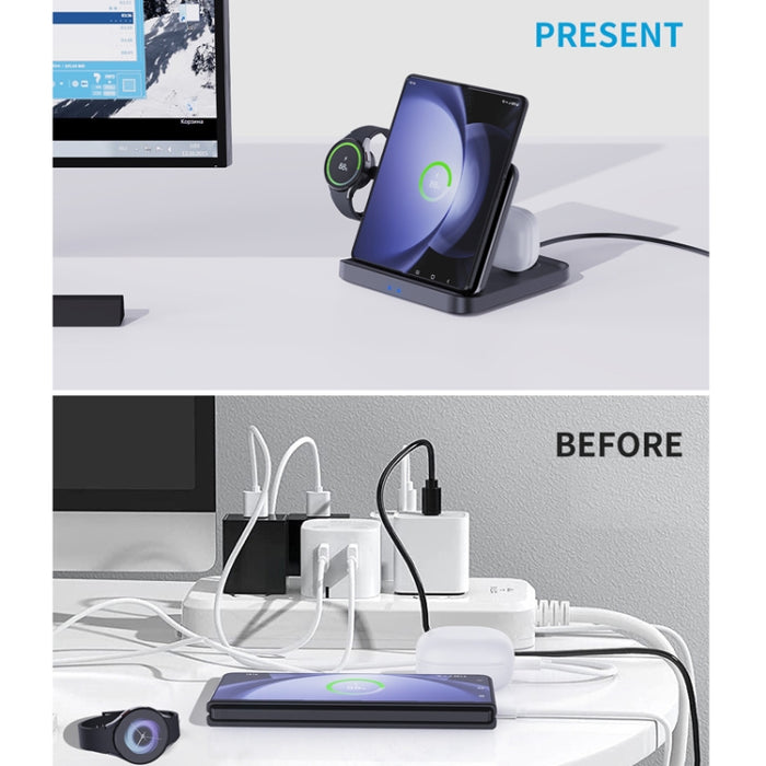 Cargador inalámbrico 3 en 1 para auriculares y relojes inteligentes Samsung Galaxy Z Fold para teléfonos móviles, F16A