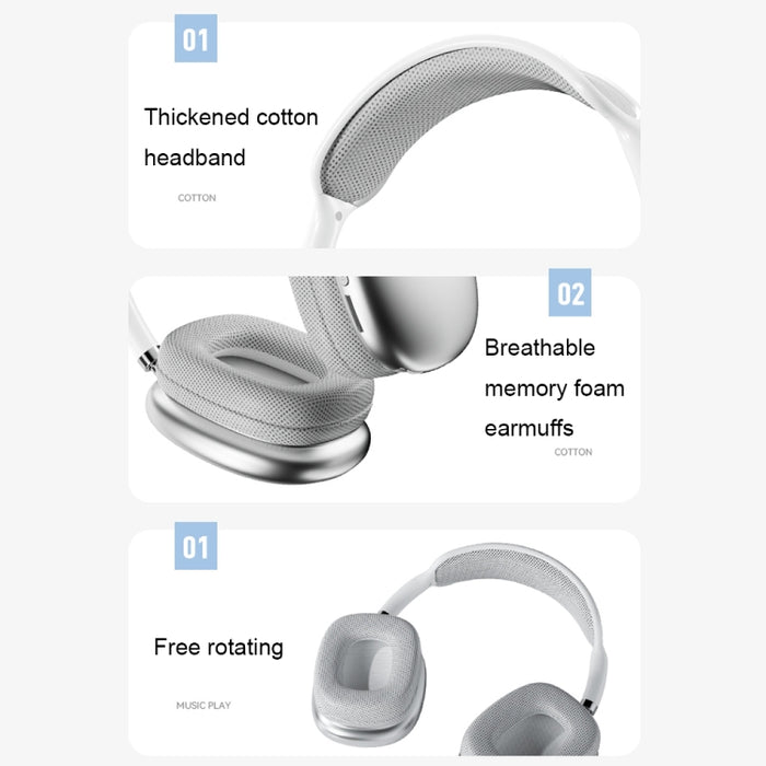 P9 Pro Max HiFi Efecto de sonido Reducción de ruido Auriculares inalámbricos Bluetooth, P9 Pro Max (White), P9 Pro Max (Black), P9 Pro Max (Blue)