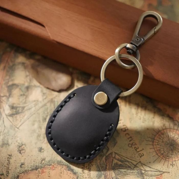 Para tarjeta de acceso a funda de cuero AirTag Locator con llavero