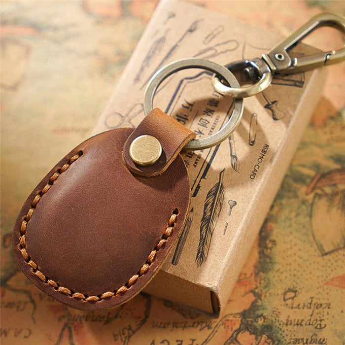 Para tarjeta de acceso a funda de cuero AirTag Locator con llavero
