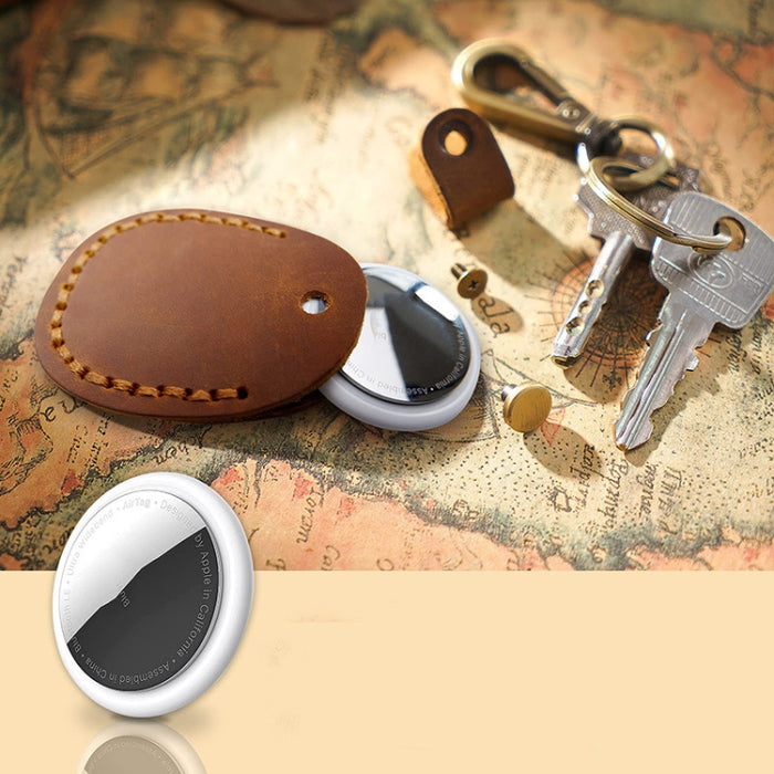 Para tarjeta de acceso a funda de cuero AirTag Locator con llavero