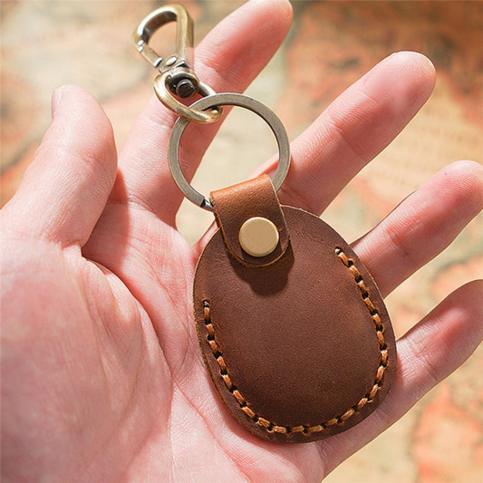 Para tarjeta de acceso a funda de cuero AirTag Locator con llavero