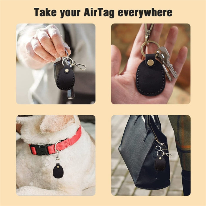 Para tarjeta de acceso a funda de cuero AirTag Locator con llavero
