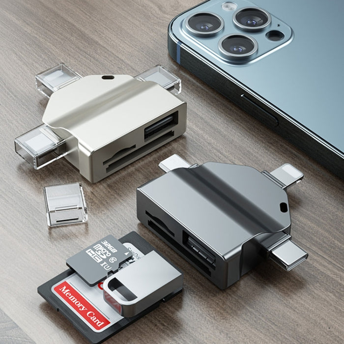 Lector de tarjetas OTG multifunción 7 en 1 para iPhone / teléfono Android / Huawei / portátiles, PF-70 Black, PF-70  Silver Gray