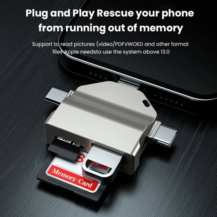 Lector de tarjetas OTG multifunción 7 en 1 para iPhone / teléfono Android / Huawei / portátiles, PF-70 Black, PF-70  Silver Gray