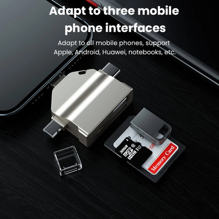 Lector de tarjetas OTG multifunción 7 en 1 para iPhone / teléfono Android / Huawei / portátiles, PF-70 Black, PF-70  Silver Gray