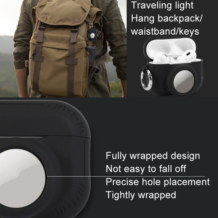 Para AirPods Pro 2 / Airtag 2 en 1 Funda protectora anticaída de silicona todo incluido