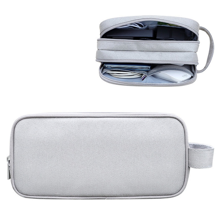 SM09 Bolsa de almacenamiento de accesorios digitales de gran capacidad y doble capa, Gray, Black, Navy Blue, Dark Gray