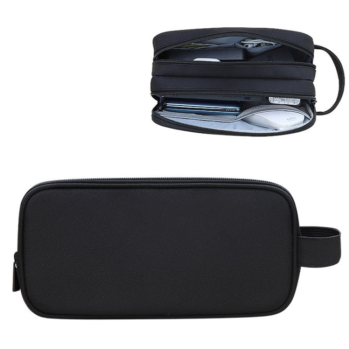 SM09 Bolsa de almacenamiento de accesorios digitales de gran capacidad y doble capa, Gray, Black, Navy Blue, Dark Gray