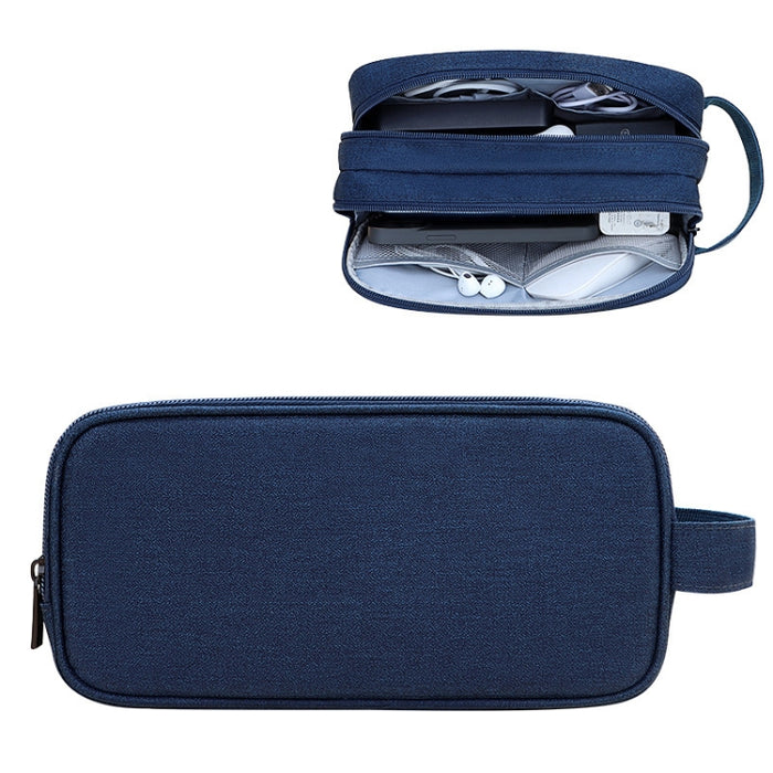 SM09 Bolsa de almacenamiento de accesorios digitales de gran capacidad y doble capa, Gray, Black, Navy Blue, Dark Gray