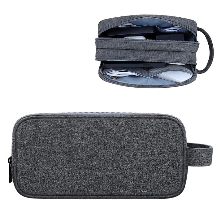 SM09 Bolsa de almacenamiento de accesorios digitales de gran capacidad y doble capa, Gray, Black, Navy Blue, Dark Gray