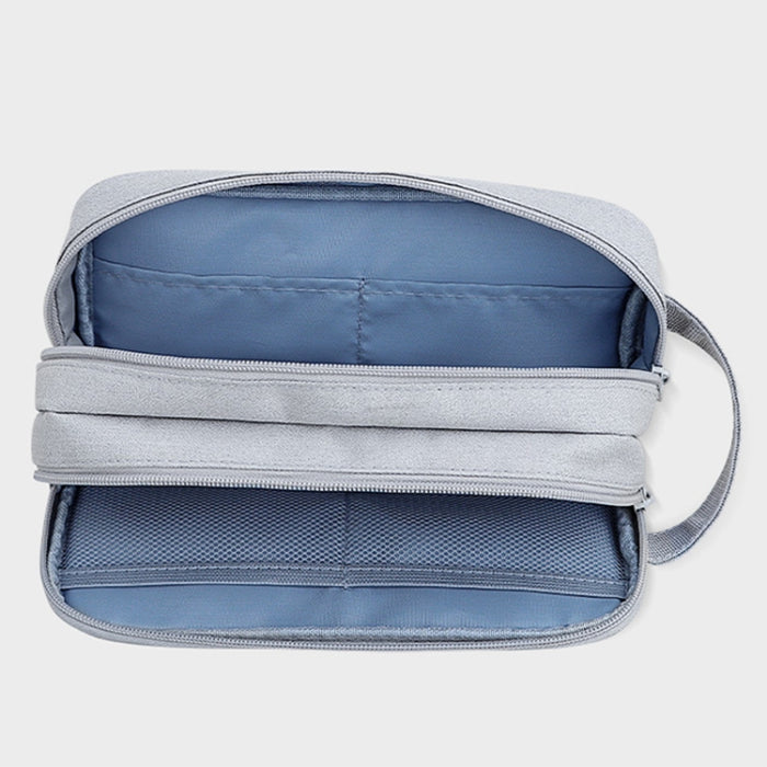 SM09 Bolsa de almacenamiento de accesorios digitales de gran capacidad y doble capa, Gray, Black, Navy Blue, Dark Gray