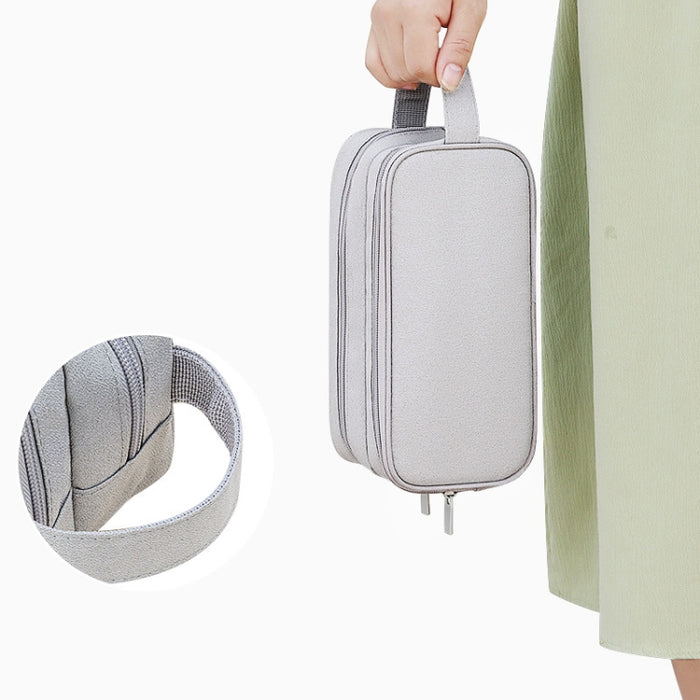 SM09 Bolsa de almacenamiento de accesorios digitales de gran capacidad y doble capa, Gray, Black, Navy Blue, Dark Gray