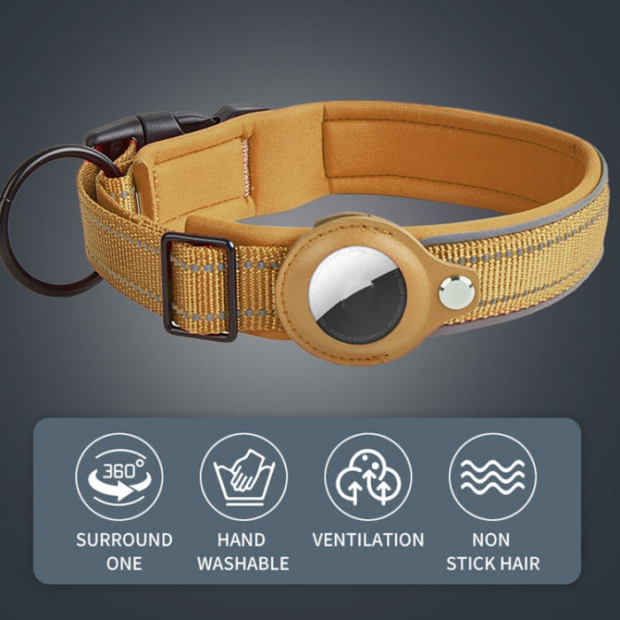 Para AirTag Tracker Collar de perro Forro de neopreno Collar reflectante para mascotas, S, M, L, XL