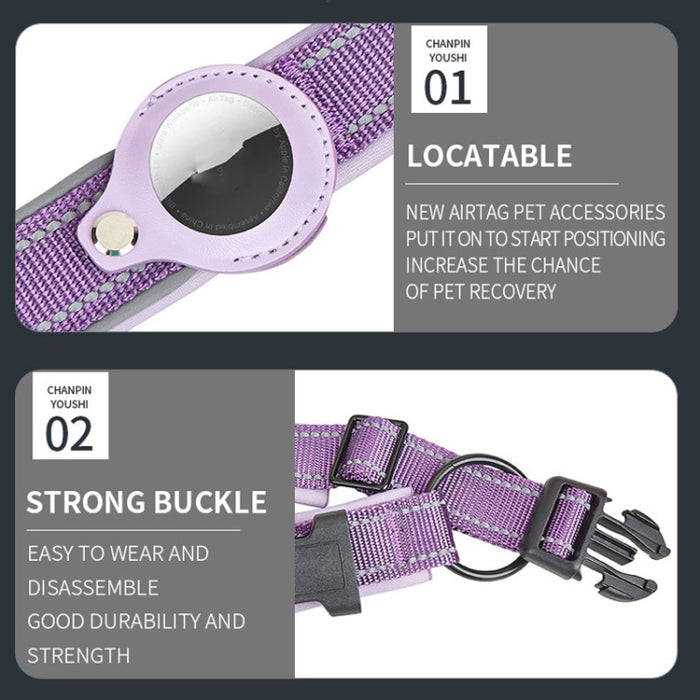 Para AirTag Tracker Collar de perro Forro de neopreno Collar reflectante para mascotas, S, M, L, XL