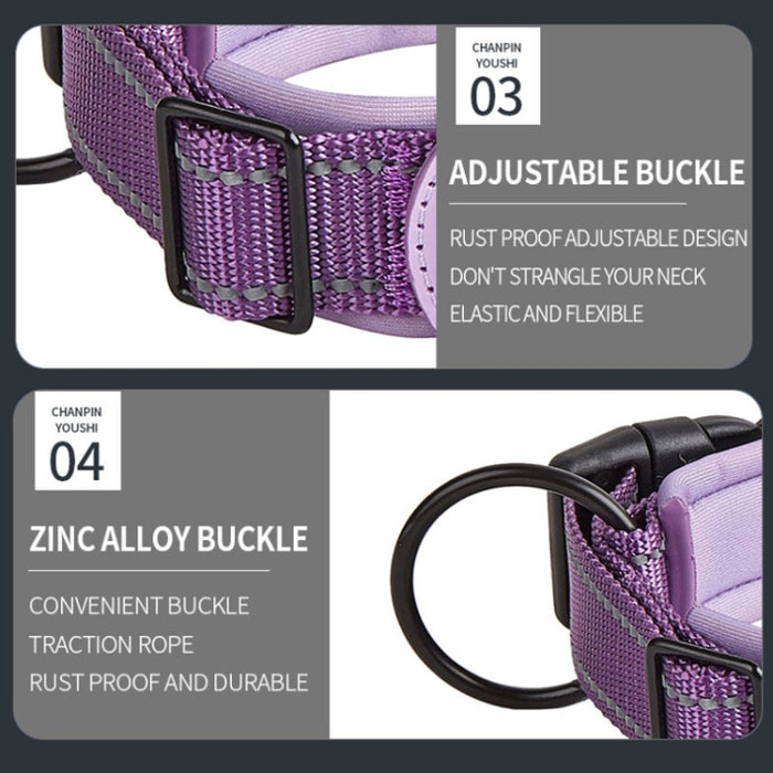 Para AirTag Tracker Collar de perro Forro de neopreno Collar reflectante para mascotas, S, M, L, XL