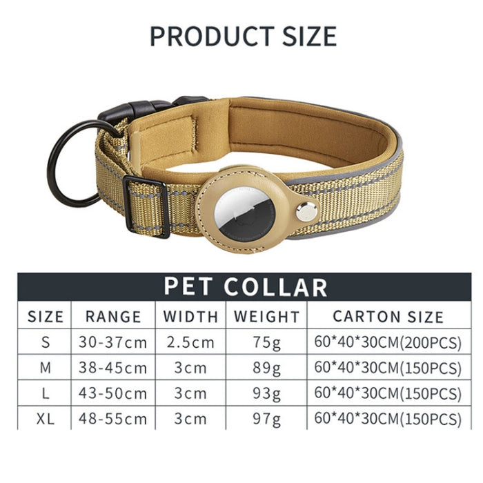 Para AirTag Tracker Collar de perro Forro de neopreno Collar reflectante para mascotas, S, M, L, XL