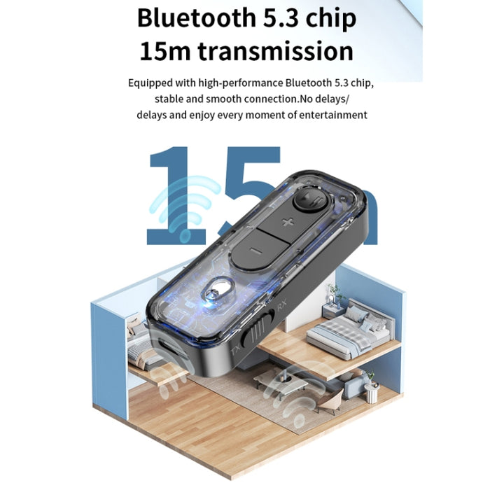 2 en 1 AUX Bluetooth 5.3 Receptor Transmisor Adaptador de audio USB, C28