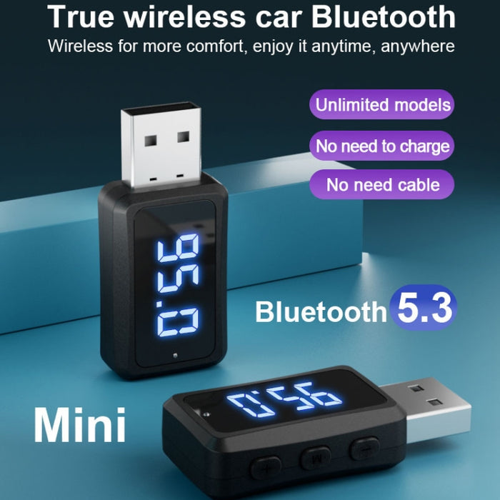 Receptor y transmisor de audio Bluetooth 5.3 T60 para radio de coche, receptor USB FM y Bluetooth, T60 2 in 1