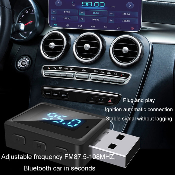 Receptor y transmisor de audio Bluetooth 5.3 T60 para radio de coche, receptor USB FM y Bluetooth, T60 2 in 1