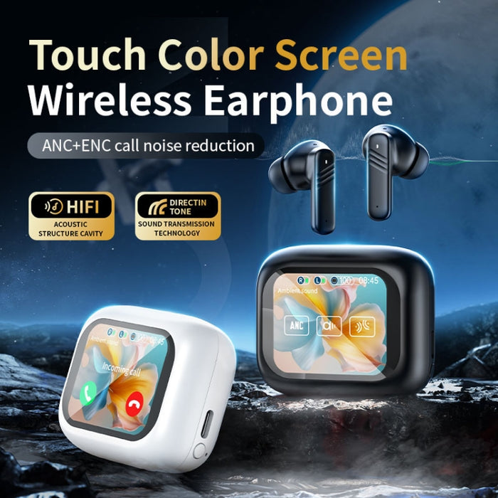 Auriculares inalámbricos Bluetooth con reducción de ruido dual ANC+ENC y pantalla táctil a todo color LX-10