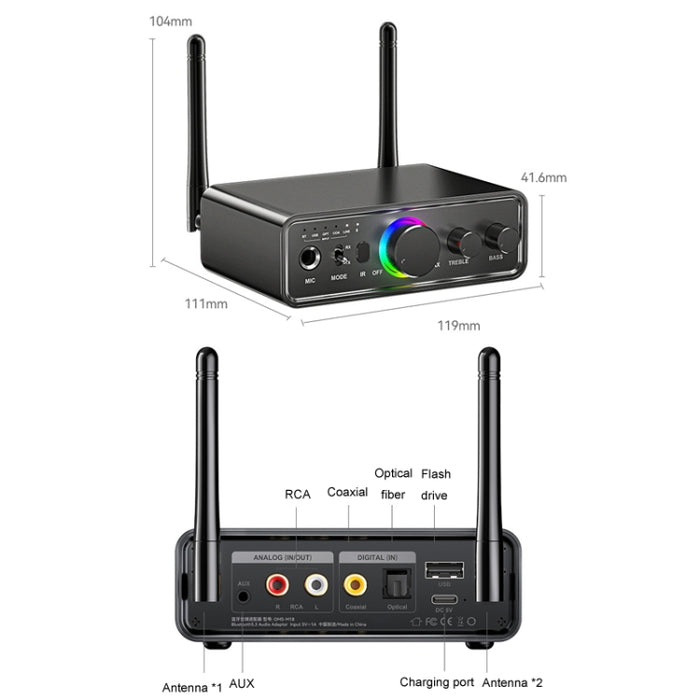 Adaptador Bluetooth OMS-M18 Receptor de transmisión de audio sin pérdida Bluetooth 5.3, OMS-M18