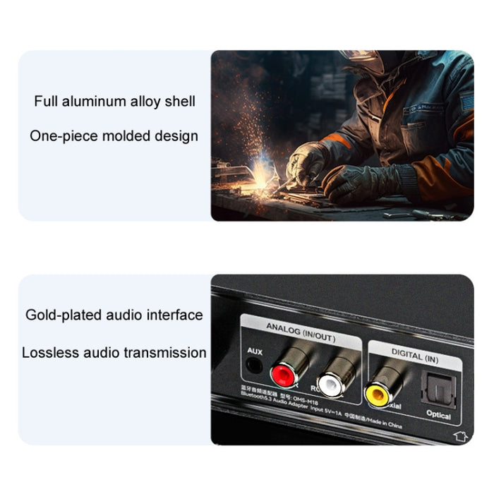 Adaptador Bluetooth OMS-M18 Receptor de transmisión de audio sin pérdida Bluetooth 5.3, OMS-M18