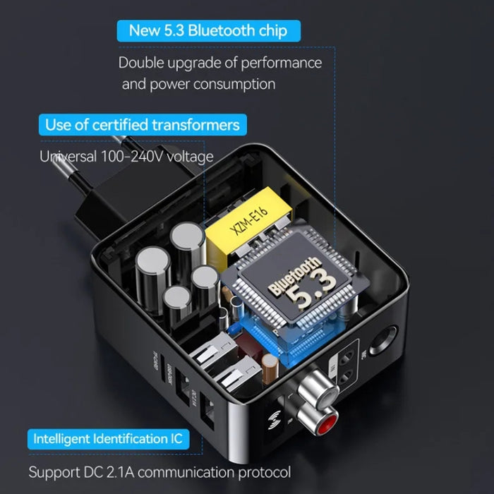 Adaptador Bluetooth 5.3 OMS-H6 Receptor y transmisor de audio inalámbrico Enchufe europeo, OMS-H6