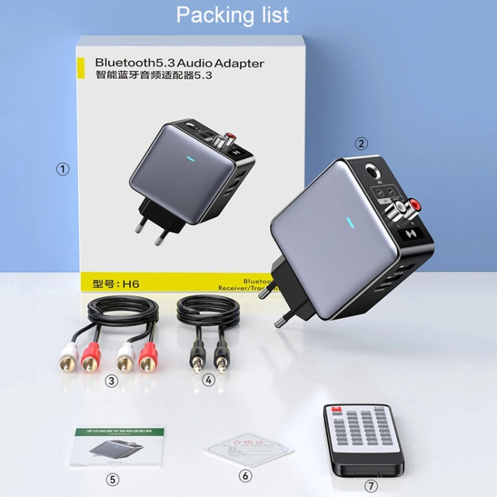 Adaptador Bluetooth 5.3 OMS-H6 Receptor y transmisor de audio inalámbrico Enchufe europeo, OMS-H6