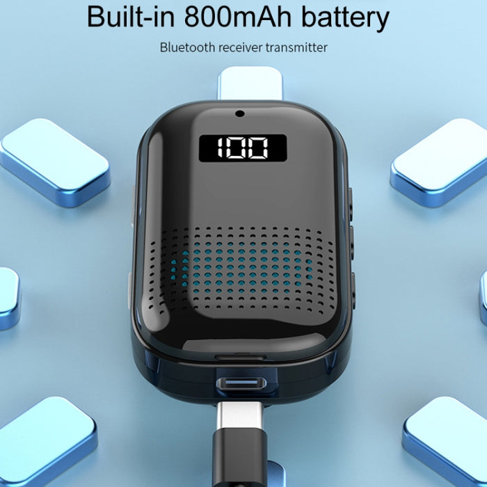 Receptor de audio Bluetooth multifuncional con clip y radio FM enchufable