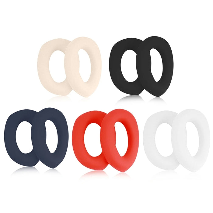 1 par de protectores de oídos de esponja de cuero para auriculares Sony WH-1000XM5, Black, White, Red, Beige, Dark Blue