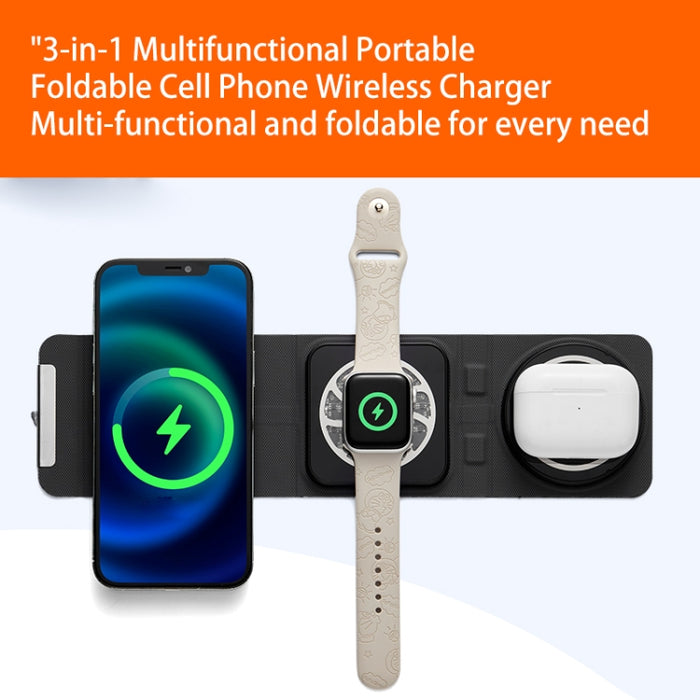 Cargador inalámbrico plegable 3 en 1 Magsafe, carga rápida inalámbrica portátil