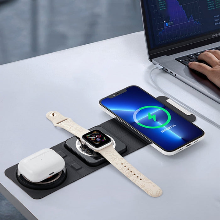 Cargador inalámbrico plegable 3 en 1 Magsafe, carga rápida inalámbrica portátil