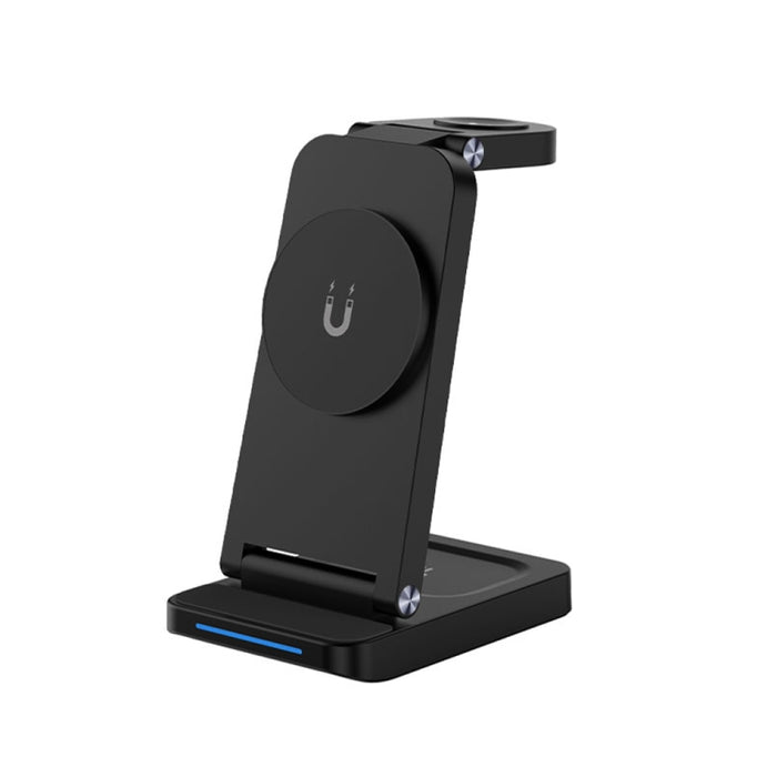 S90-3 3 en 1 Cargador inalámbrico plegable magnético Soporte de carga rápida para teléfono, auriculares y reloj