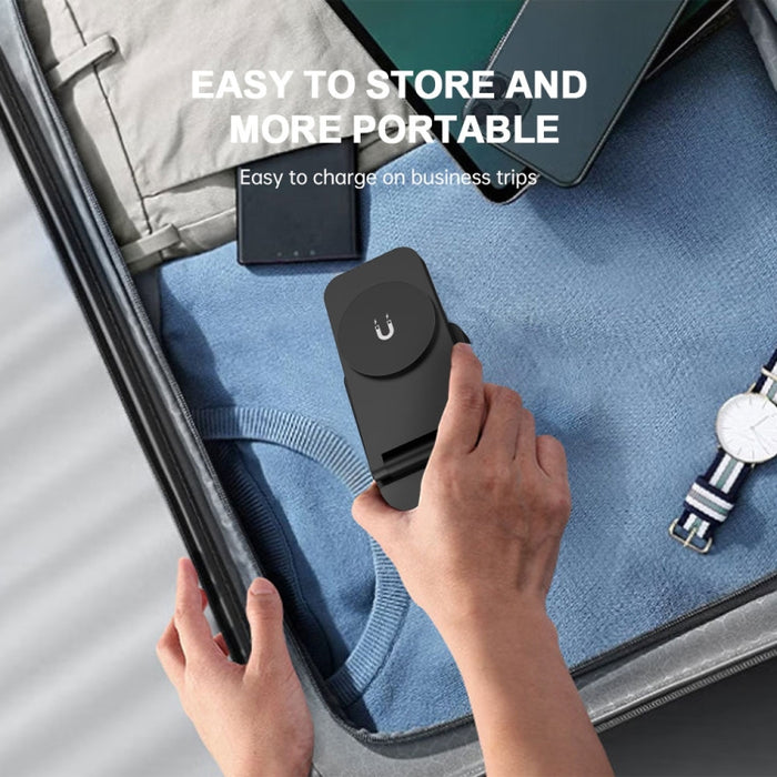 S90-3 3 en 1 Cargador inalámbrico plegable magnético Soporte de carga rápida para teléfono, auriculares y reloj