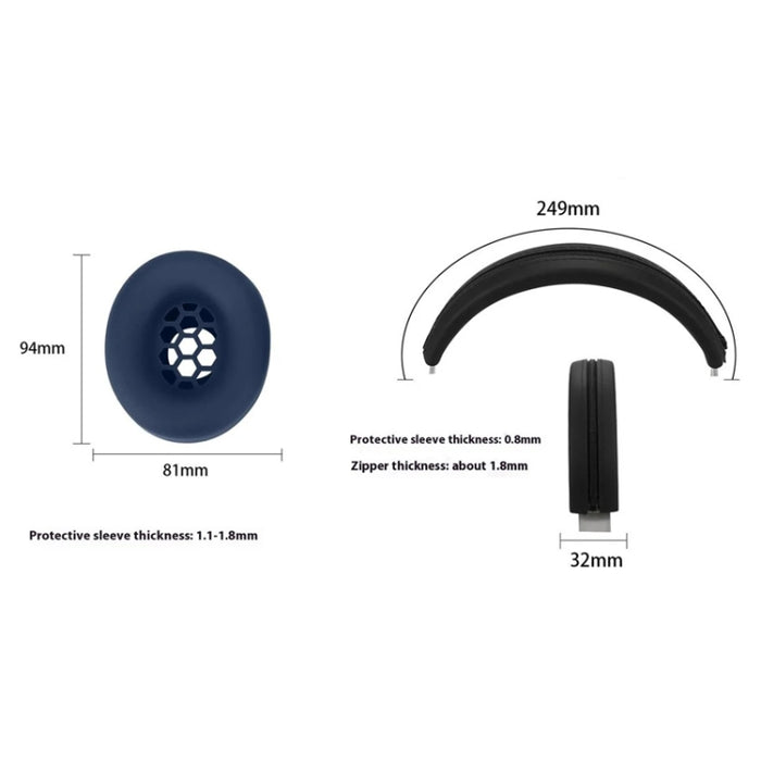 Juego de almohadillas de silicona para los oídos y funda para la diadema para auriculares Beats Studio Pro, Set Black, Set Beige, Set Red, Set Deep Blue