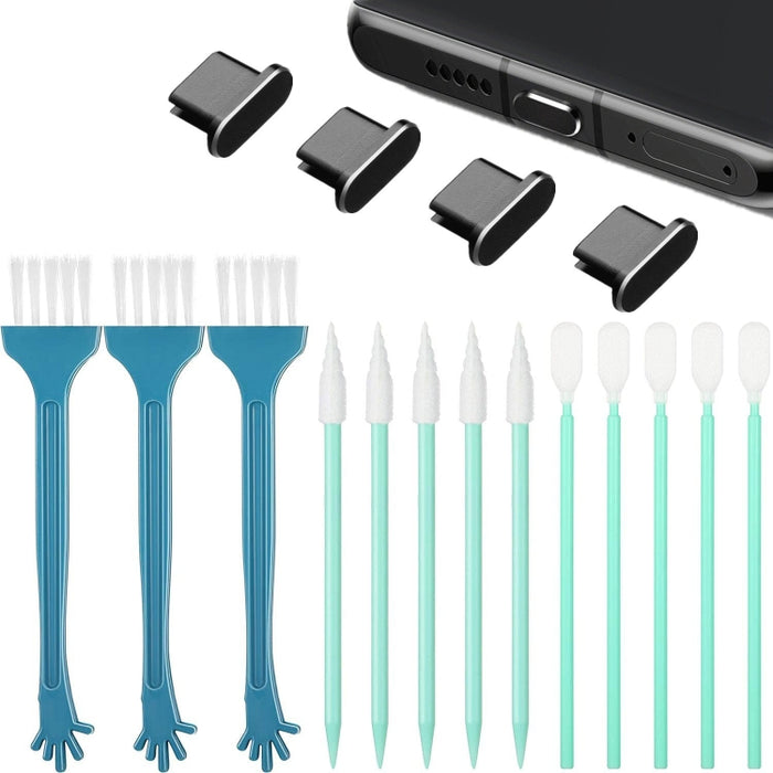 Kit de limpieza de tapones antipolvo de metal para teléfonos móviles con interfaz tipo C