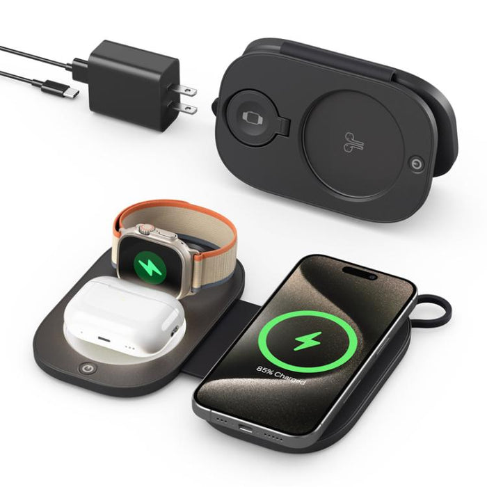 Cargador inalámbrico magnético plegable T5 3 en 1 para Apple Watch, iPhone y AirPods
