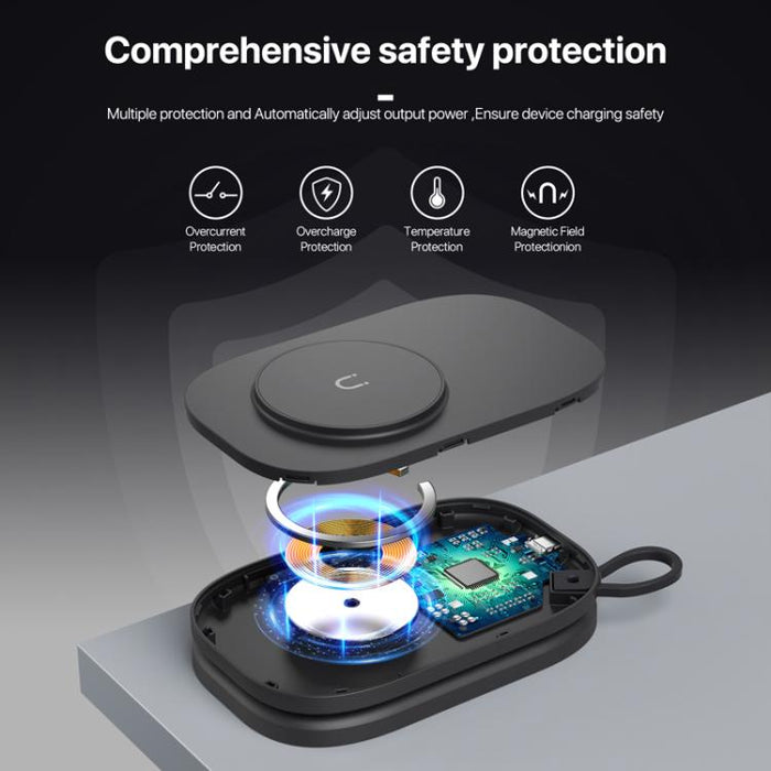 Cargador inalámbrico magnético plegable T5 3 en 1 para Apple Watch, iPhone y AirPods