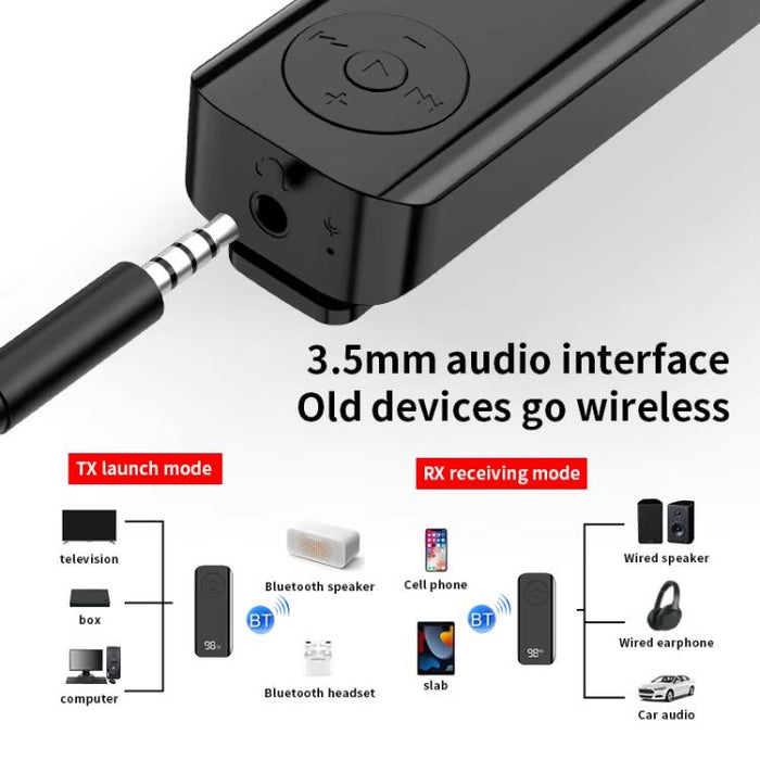 Receptor y transmisor de audio con Bluetooth 5.3 y clip MX-M06 Adaptador de audio para computadora y automóvil