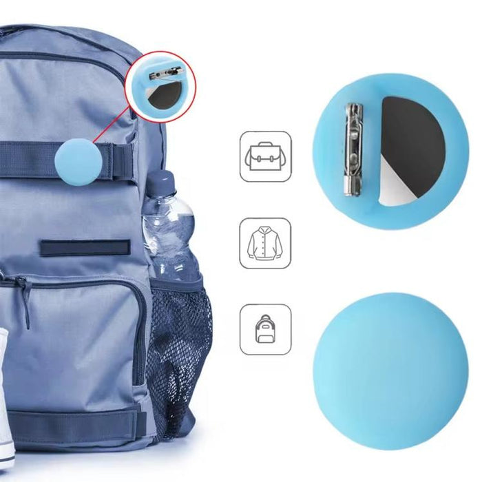 Funda de silicona redonda para rastreador GPS AirTag con imperdibles ocultos en el interior de la ropa y los zapatos.