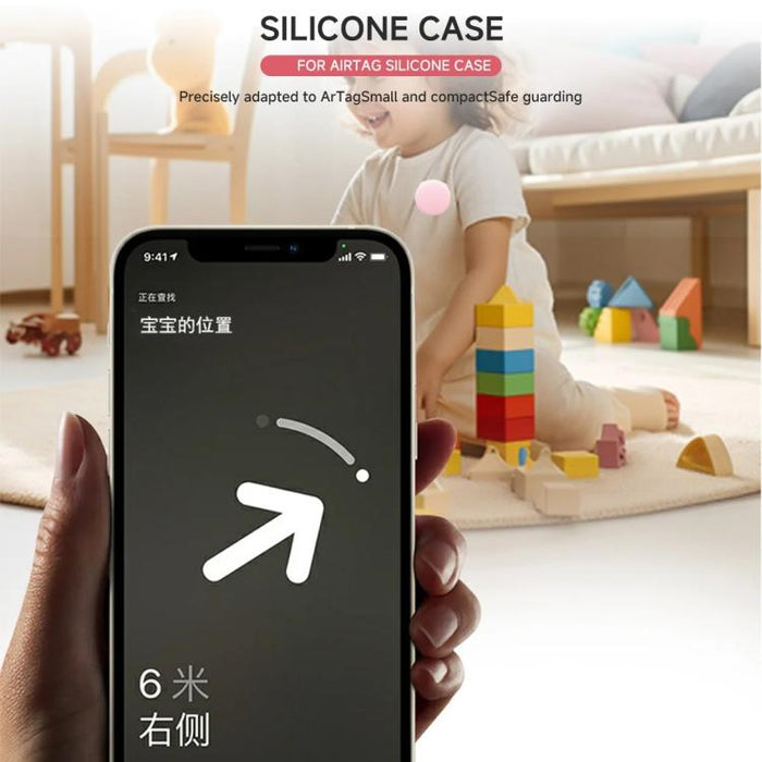 Funda de silicona redonda para rastreador GPS AirTag con imperdibles ocultos en el interior de la ropa y los zapatos.