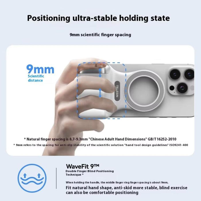 TELESIN P1-MP-10 Magnetic Camera Shoot Hand Grip Bluetooth Remote Control Mobile Phone Camera Handle, P1-MP-10 White, P1-MP-10 Black