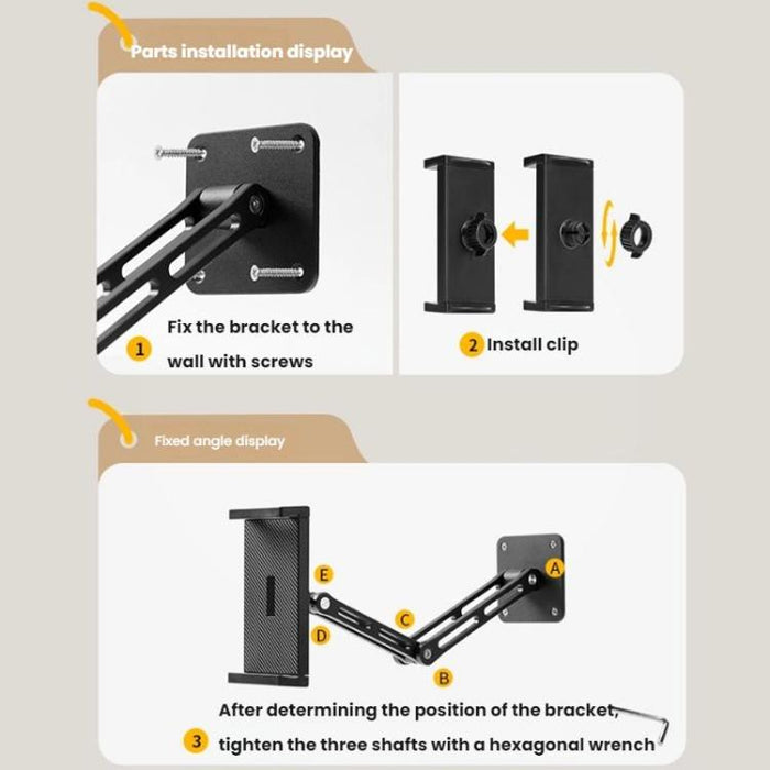 4-12.9 Inch Aluminum Alloy Rotating Cantilever Wall Mount For Phones And Tablets, Long Version, Short Version