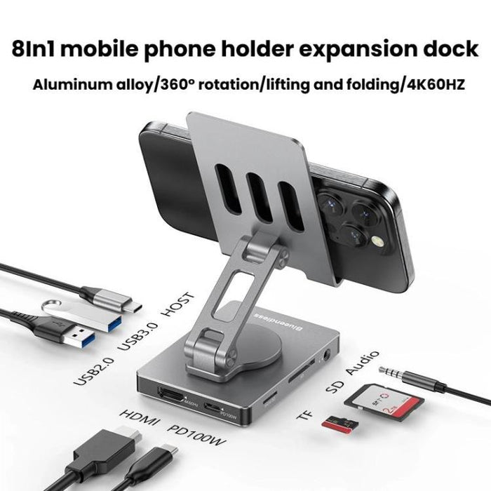 Blueendless ST803 Phone Rotating Stand Docking Station, 8 In 1
