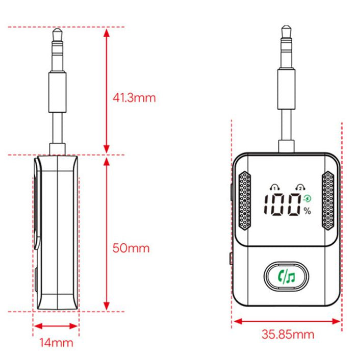 BR16 Car Bluetooth Dual-Microphone Receiver-Transmitter Long Lasting Audio Adapter