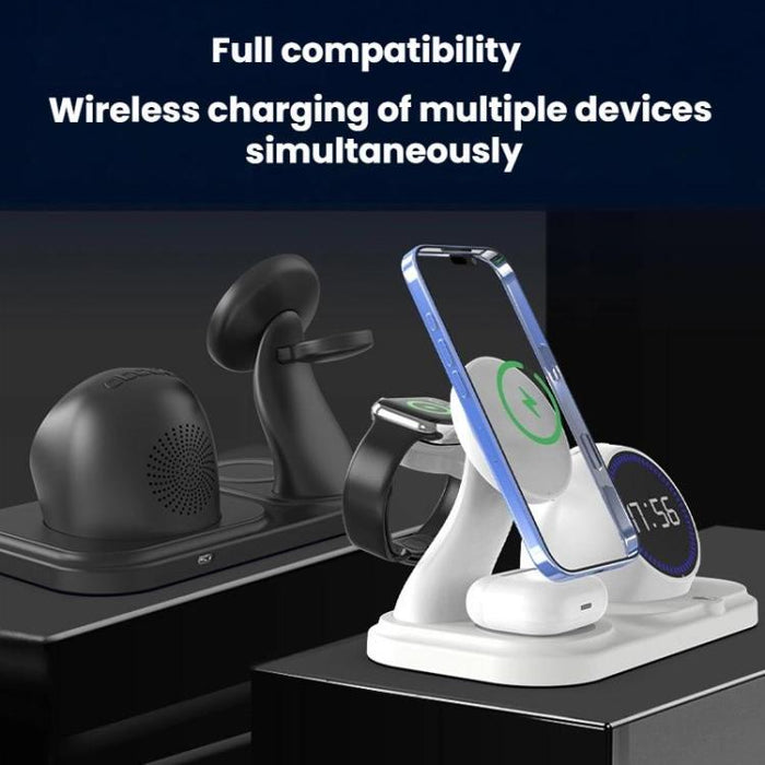 6 in 1 Desktop Magnetic Wireless Charging Clock Countdown RGB Bluetooth Speaker