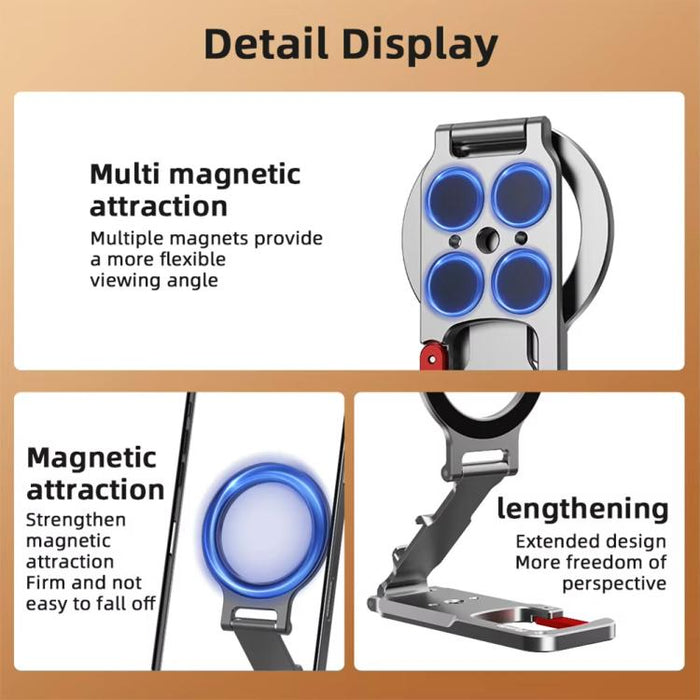 Magsafe Magnetic Cell Phone Shooter Folding Metal Clip 1/4 Expanding Stand Accessory, MB015